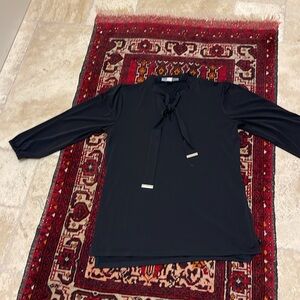 Michael Kors, black polyester blouse with beautiful tiny neck